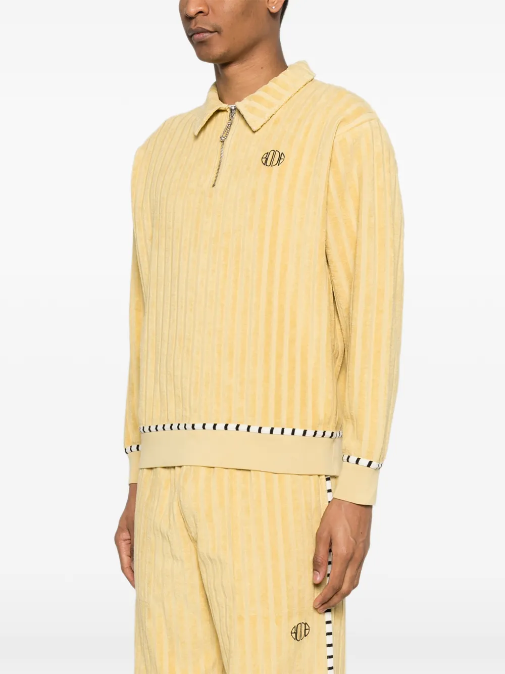  Bode Vertical Stripe Zip Polo Shirt - Yellow 