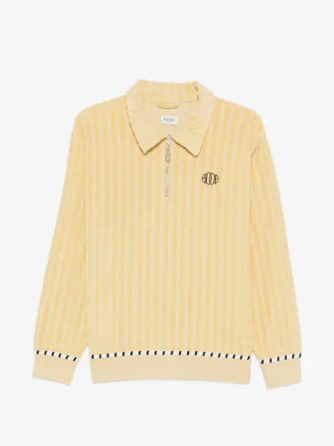 BODE vertical stripe zip polo shirt
