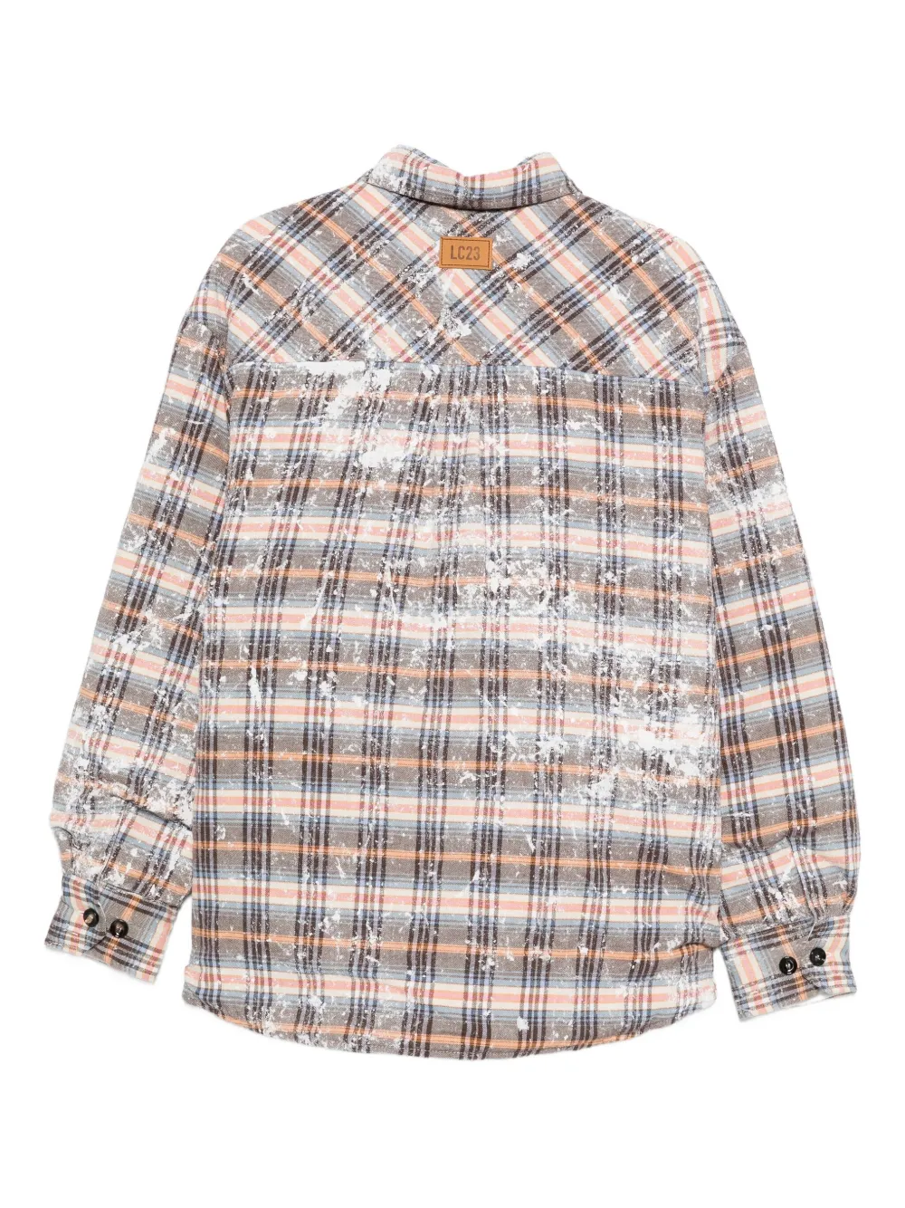 Lc23 Checked Paint-splatter Shirt Jacket In Brown