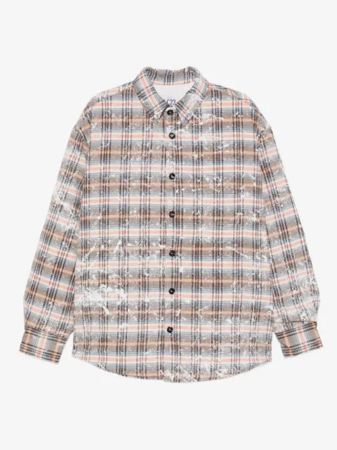 LC23 checked paint-splatter shirt jacket