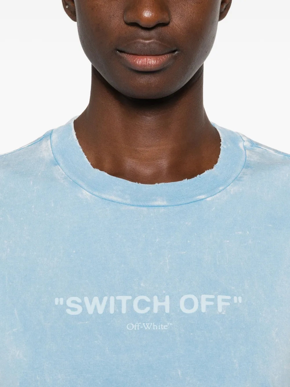 Off-White Cropped T-shirt met logoprint Blauw
