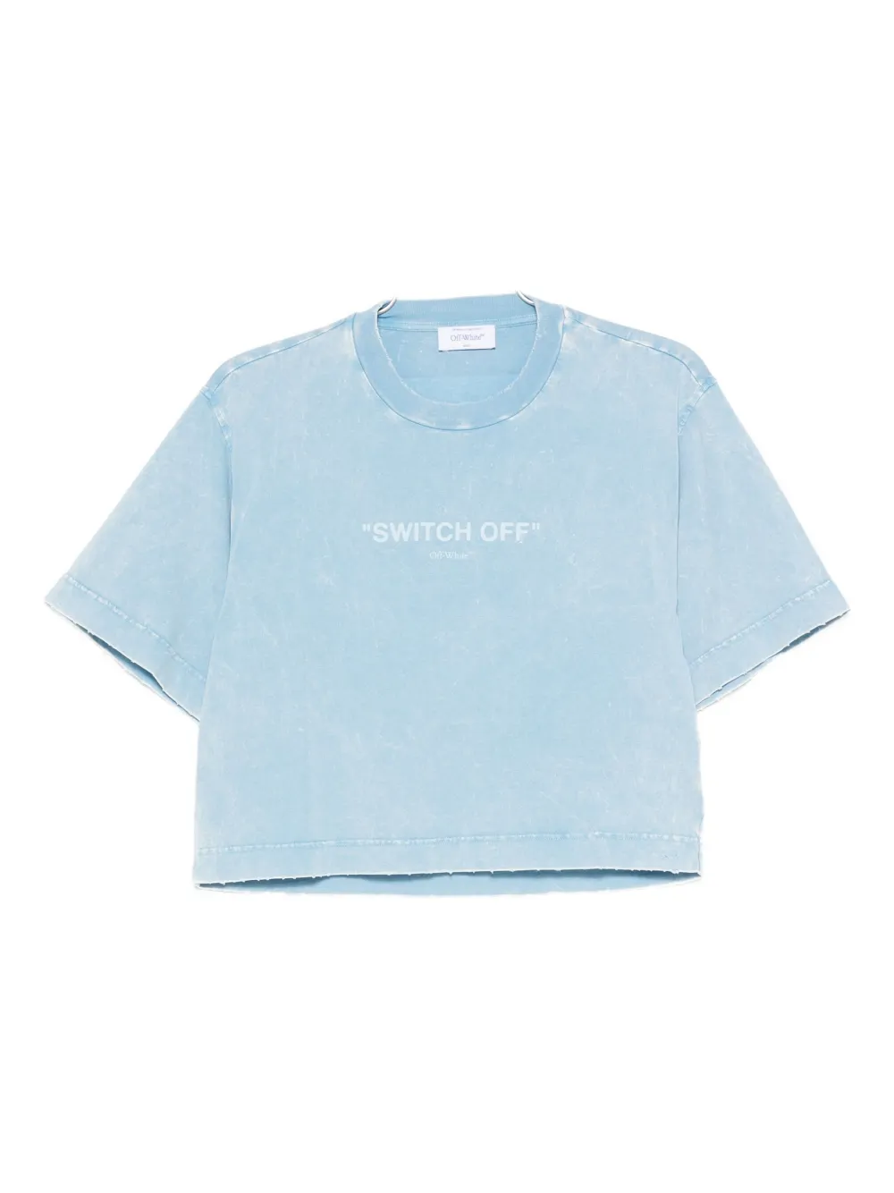 Off-white Logo-print Cropped T-shirt In Blue
