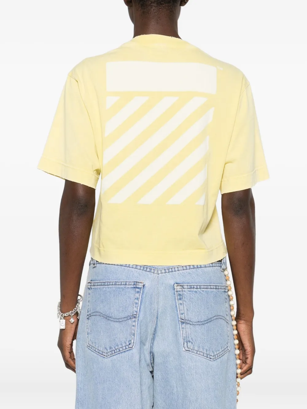 Off-White T-shirt met tekst Geel