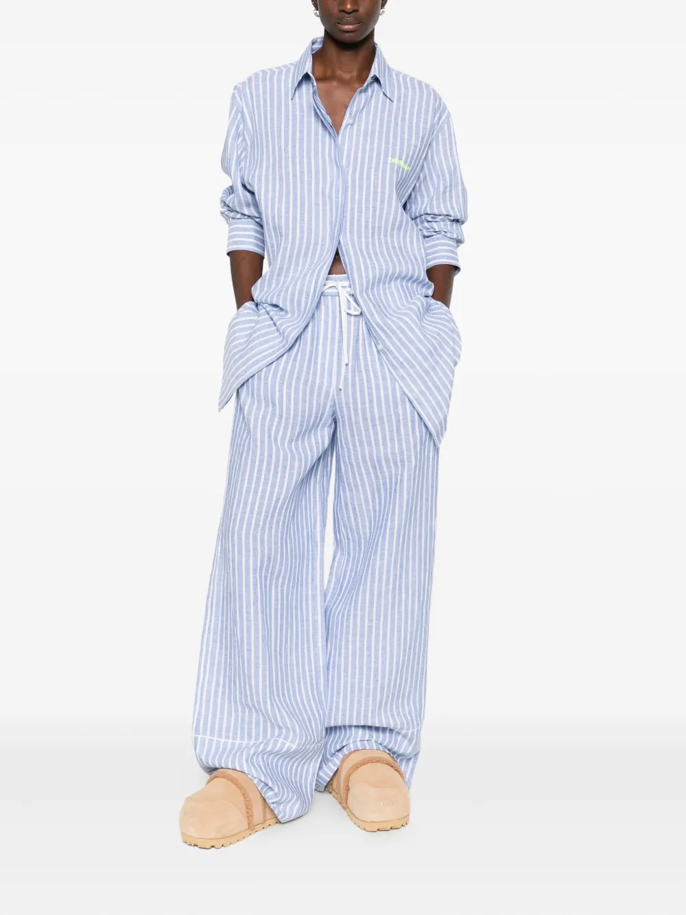 Off-White Gestreepte palazzo broek - Blauw