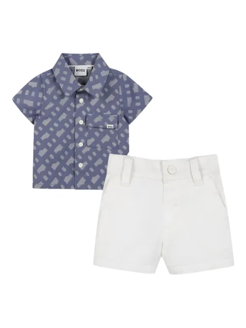 BOSS Kidswear patterned shirt and shorts set