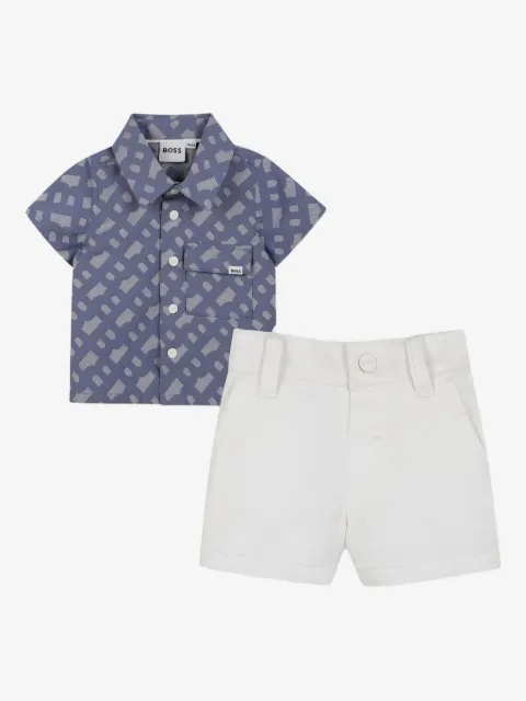 BOSS Kidswear patterned shirt and shorts set