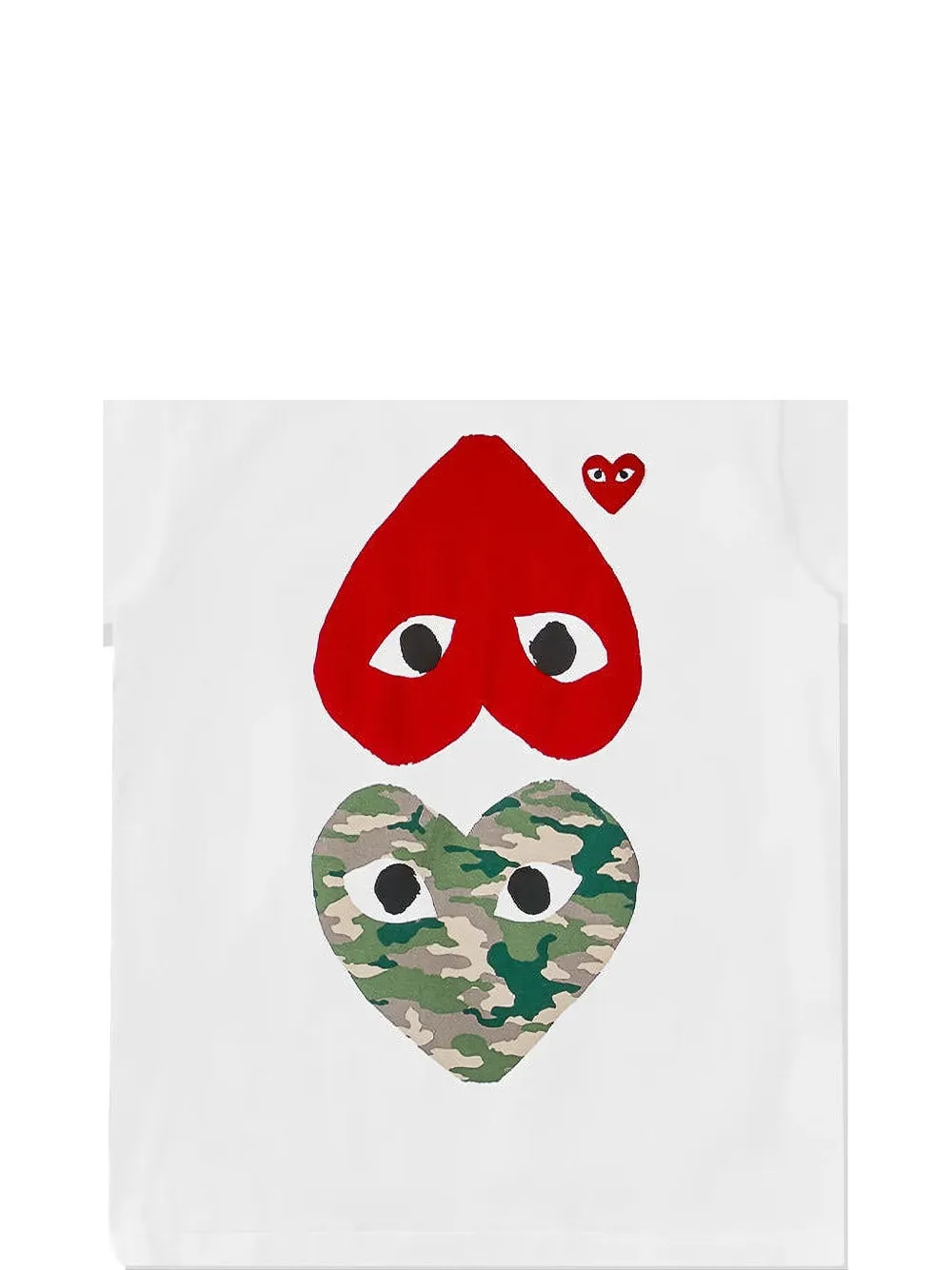 Comme Des Garçons Play Camouflage Upside Down Double Heart T-shirt - Wit
