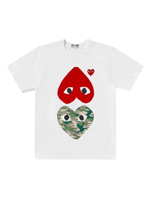 Comme Des Garçons Play Camouflage Upside Down Double Heart T-shirt