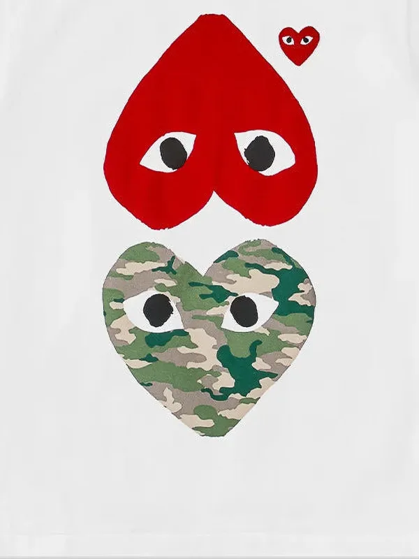 Comme Des Garçons Play Camouflage Upside Down Double Heart