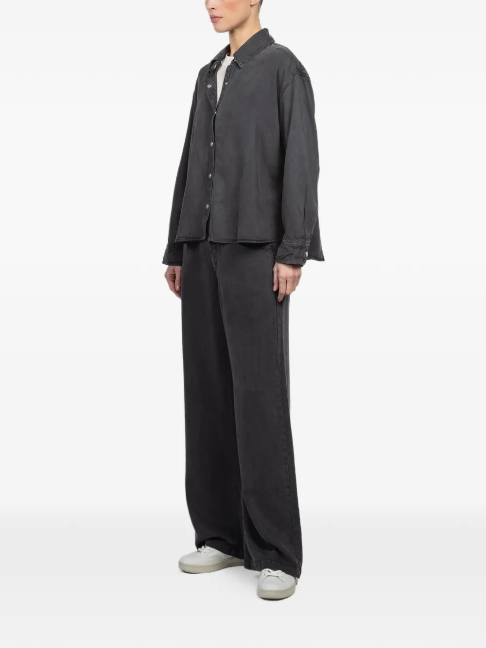  Xirena Collared Buttoned Top - Grey 