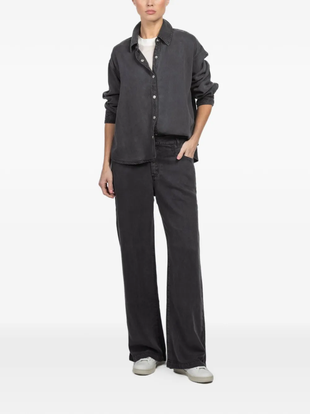 Xirena collared buttoned top - Grijs