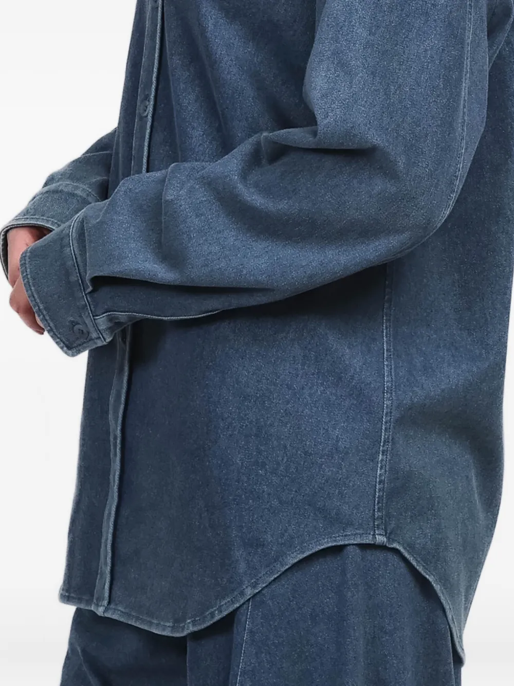 Tibi Collared Denim Shirt In Blue