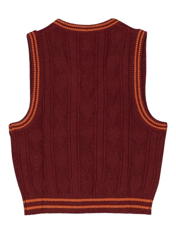 Sinclair cable-knit V-neck Vest | Red | FARFETCH