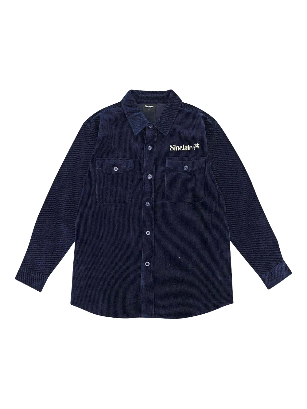 Sinclair Twist Cord Navy Blue Button Down Shirt In Blue