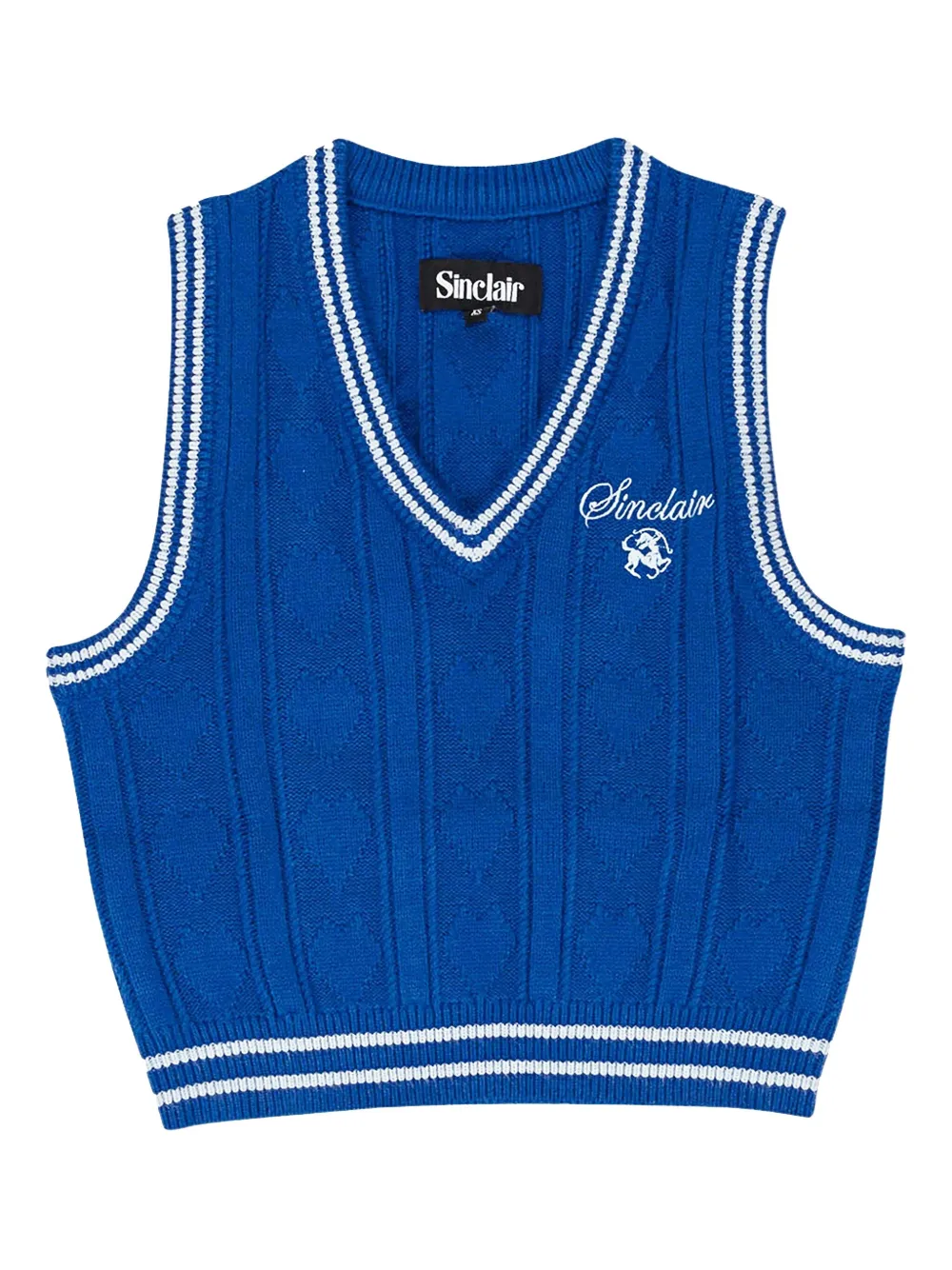 Sinclair Daisy cable-knit V-neck vest | Blue | Image 1