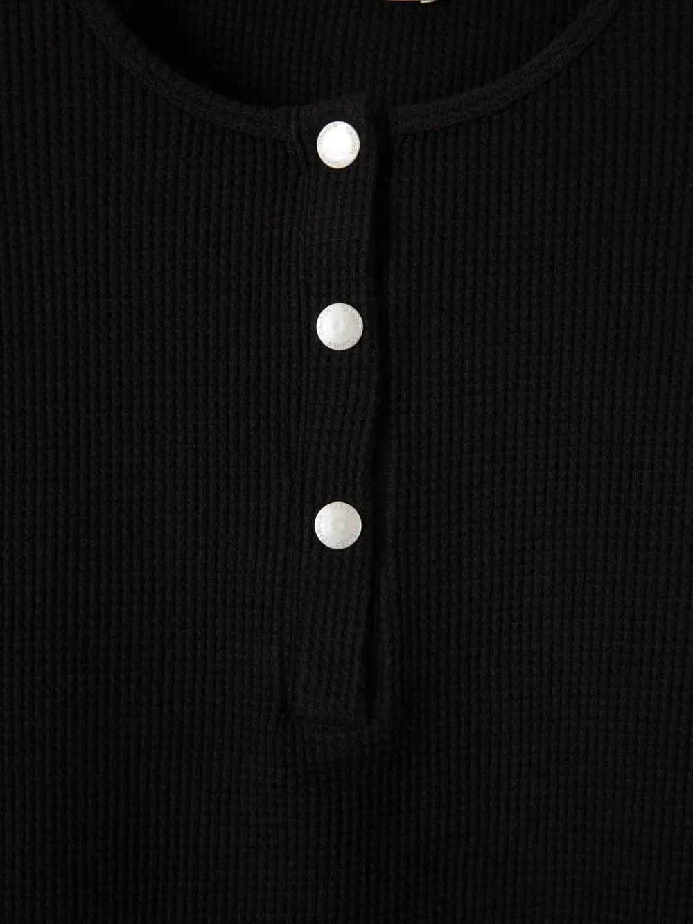 Carrer Lis Henley piqué T-shirt Zwart