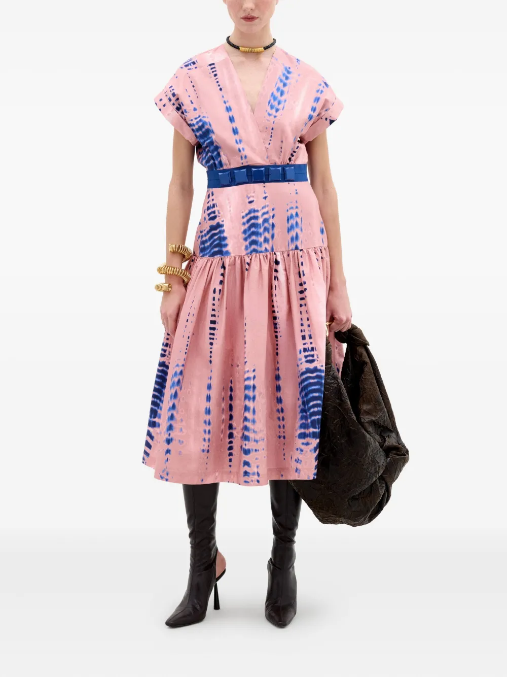 Silvia Tcherassi Metaponto midi-jurk met V-hals - Roze