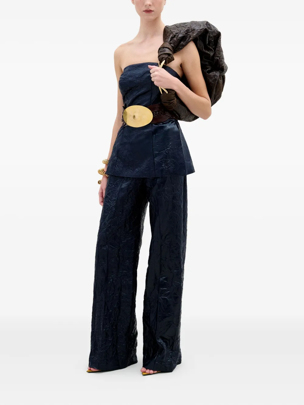 Silvia Tcherassi Astor strapless crinkled top - Zwart
