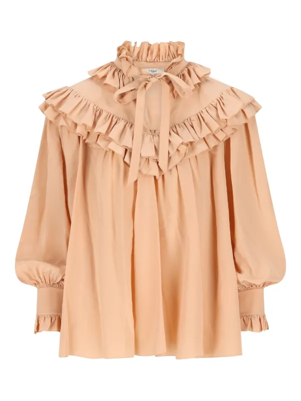 Chloé Ruffled Blouse in Neutrals