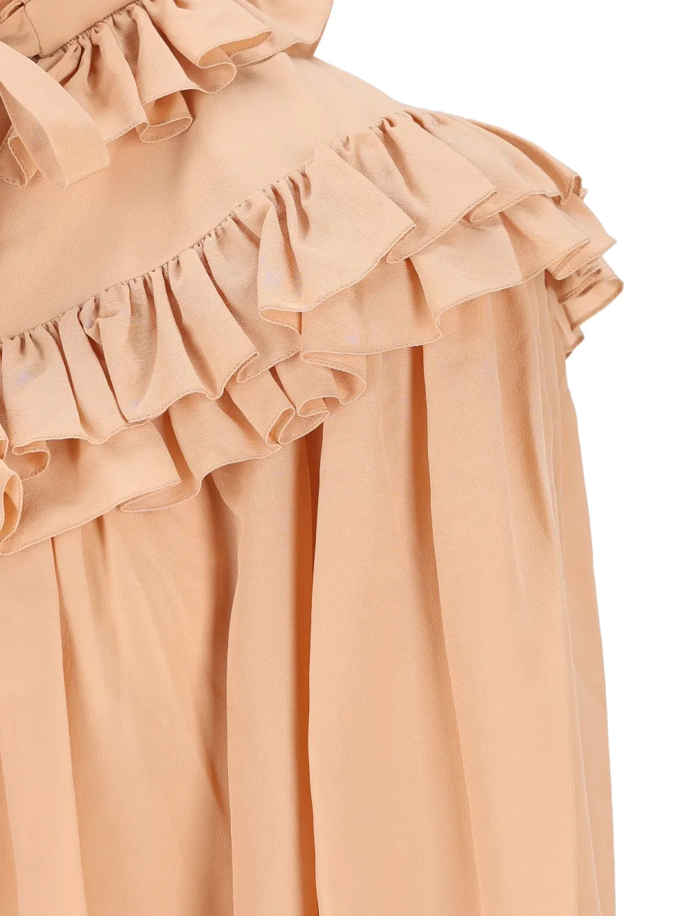 Chloé Sand Brown Oversized Ruffle Top In Neutral