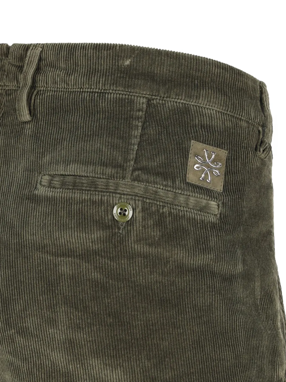 Jacob Cohën Broek met geribbelde afwerking Groen