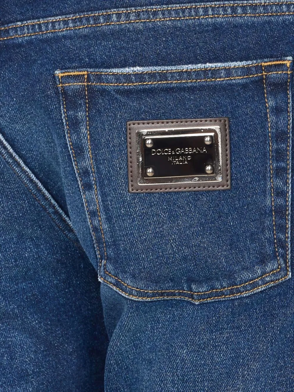 Dolce & Gabbana Jeans met logoplakkaat Blauw