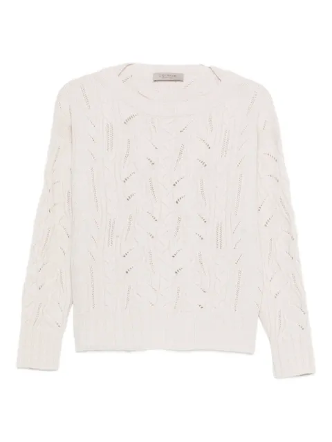 D.Exterior cable-knit sweater