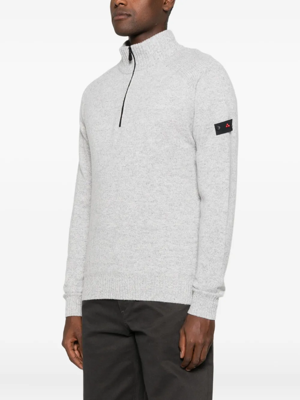 Peuterey Zip Mock-neck Sweater In Gray