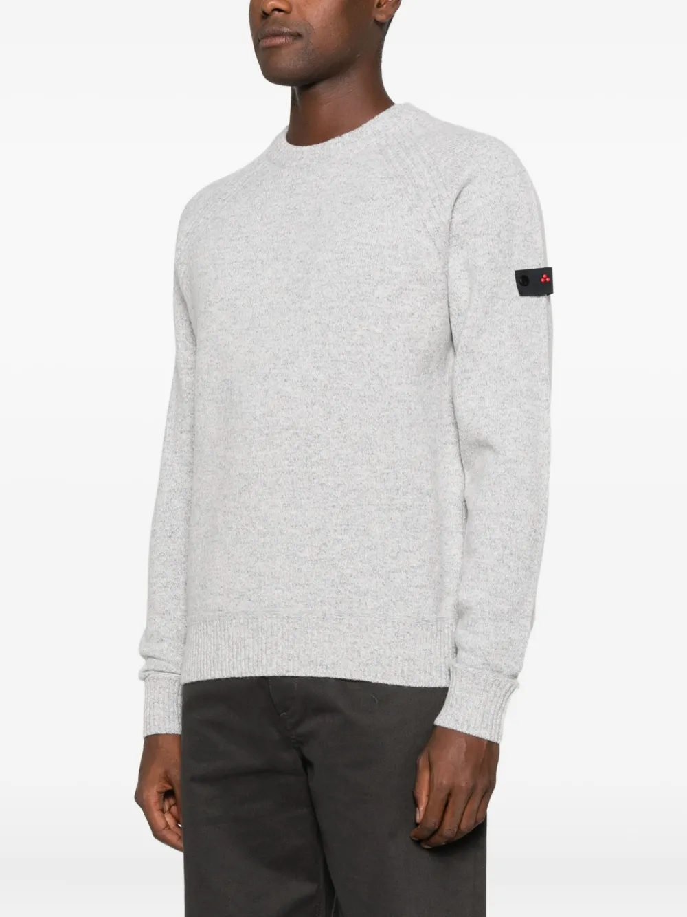 Peuterey Crew-neck Logo-patch Sweater In Gray
