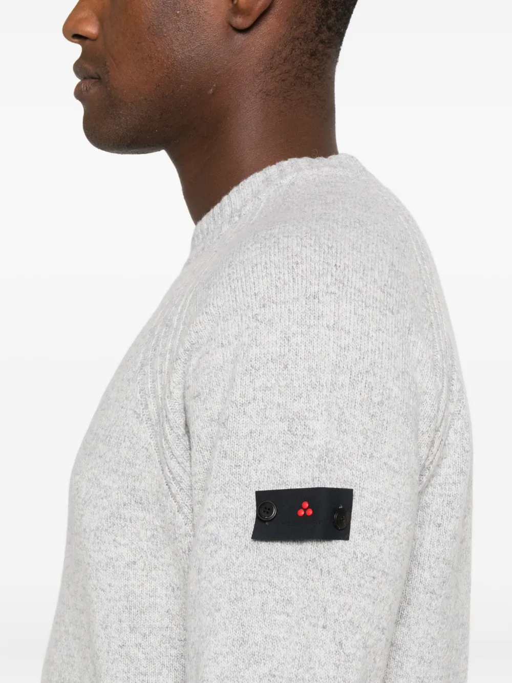 Peuterey Crew-neck Logo-patch Sweater In Gray