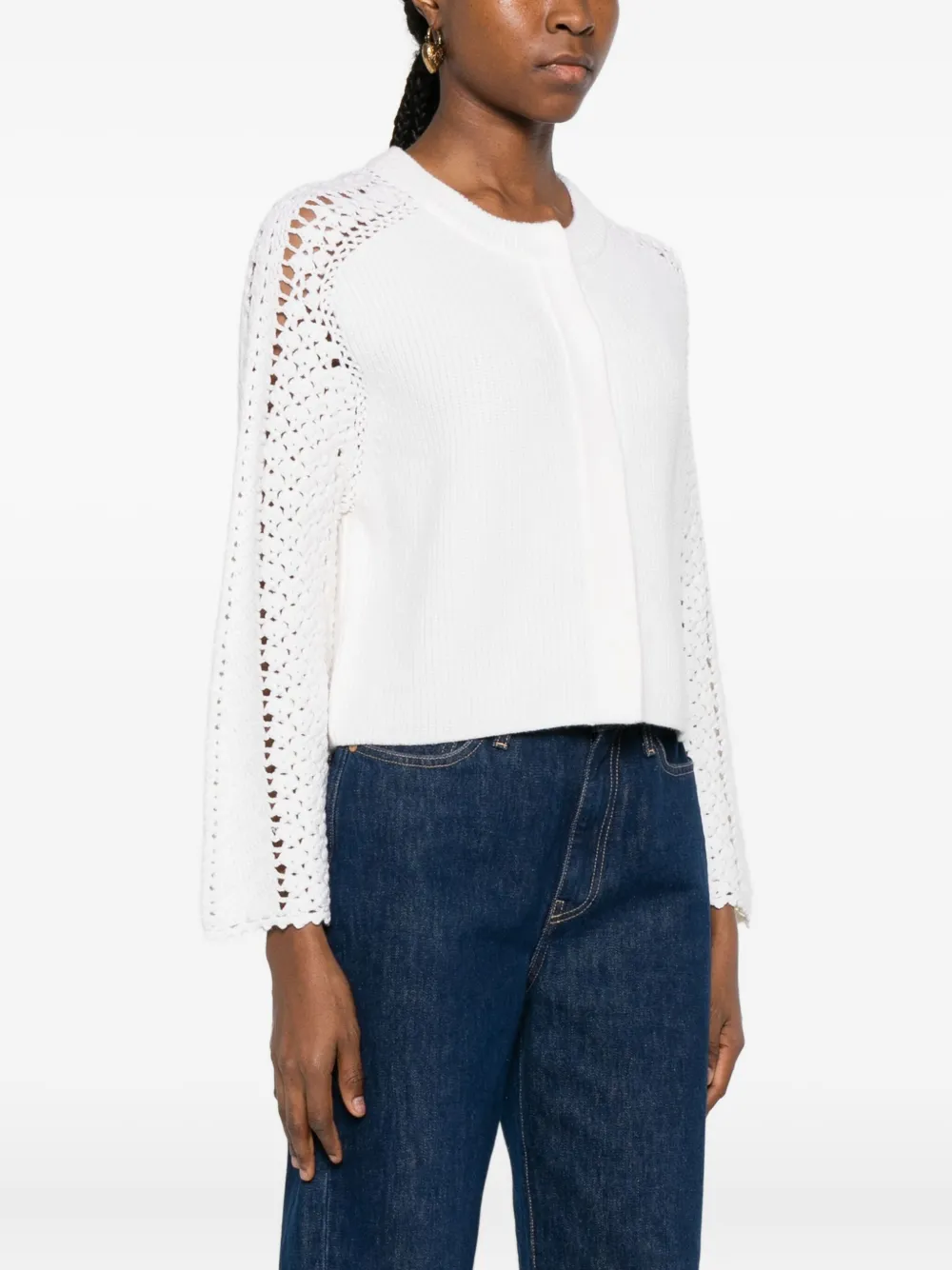 Forte Forte Openwork-sleeve Cardigan In White