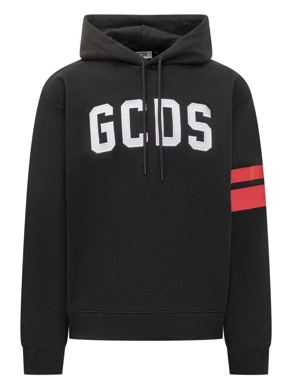 GCDS stripe-sleeve hoodie | Black | Image 1