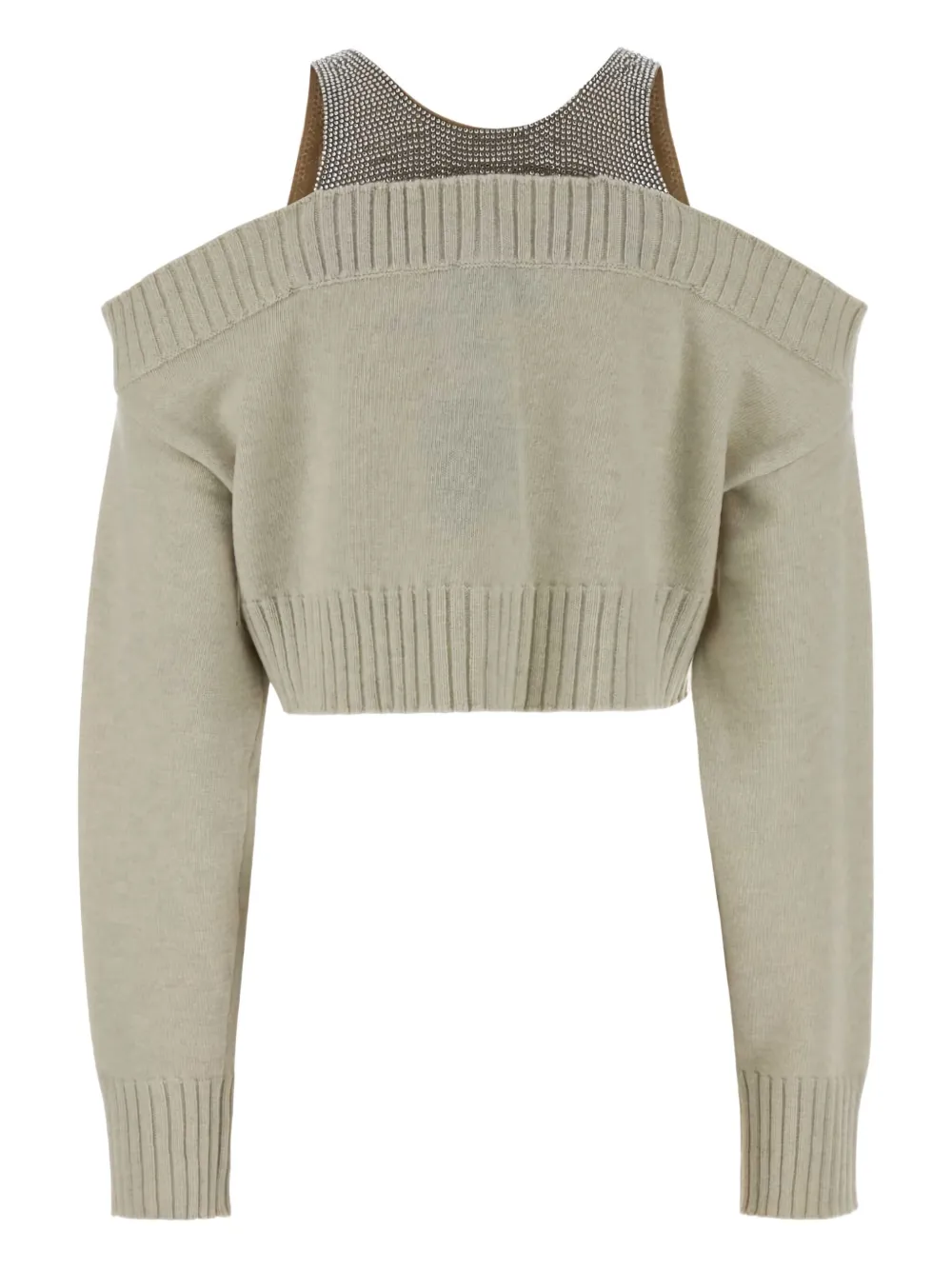 Giuseppe Di Morabito Crystal-embellished Cold-shoulder Cardigan In Neutral