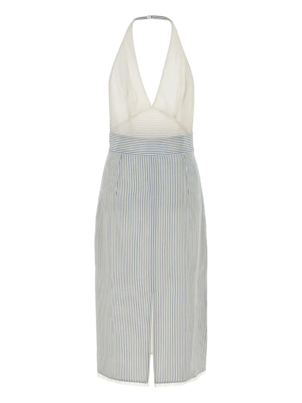 Miu Miu striped halterneck midi dress - Wit