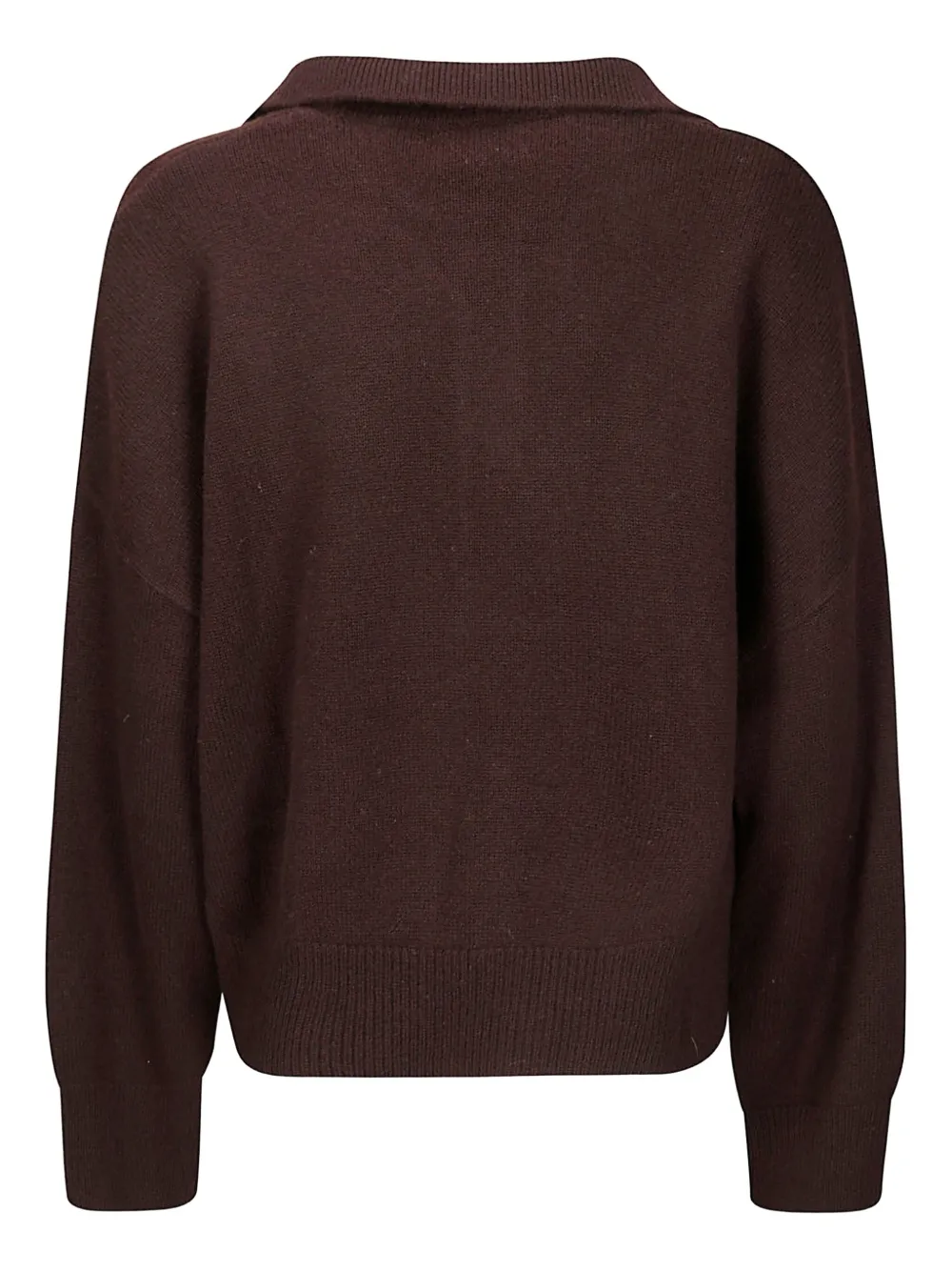 Be You Cashmere Polo Sweater With V-neckline And Collar In Brown