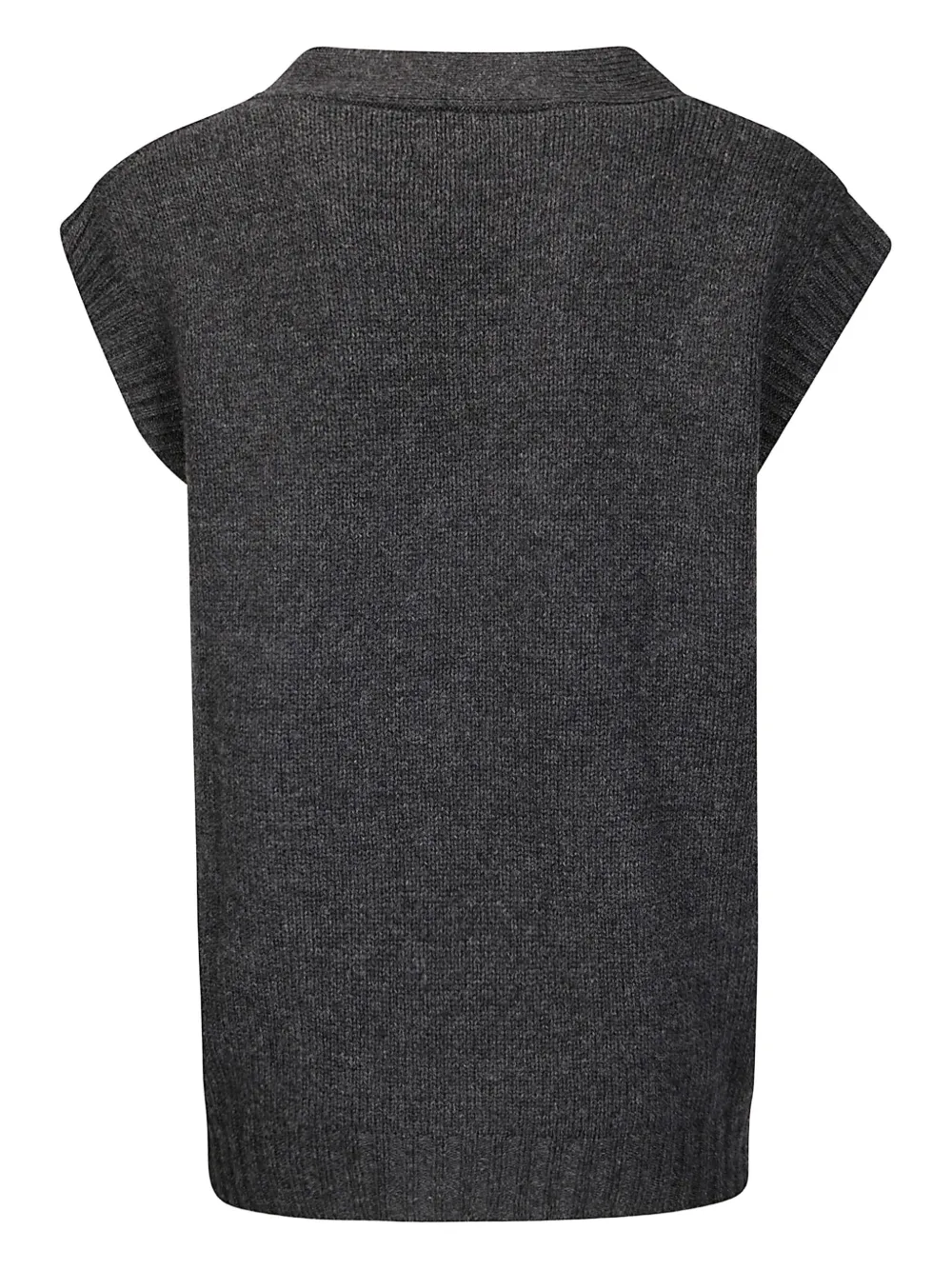 Be You Refined Cashmere Gilet With Contrasting Front Buttons And Deep Neckline In Gray