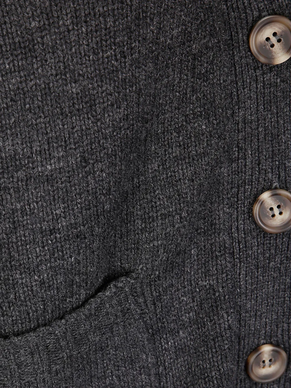 Be You Refined Cashmere Gilet With Contrasting Front Buttons And Deep Neckline In Gray