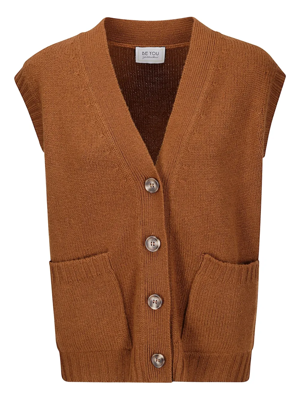 Be You Button Patch-pocket Gilet In Brown