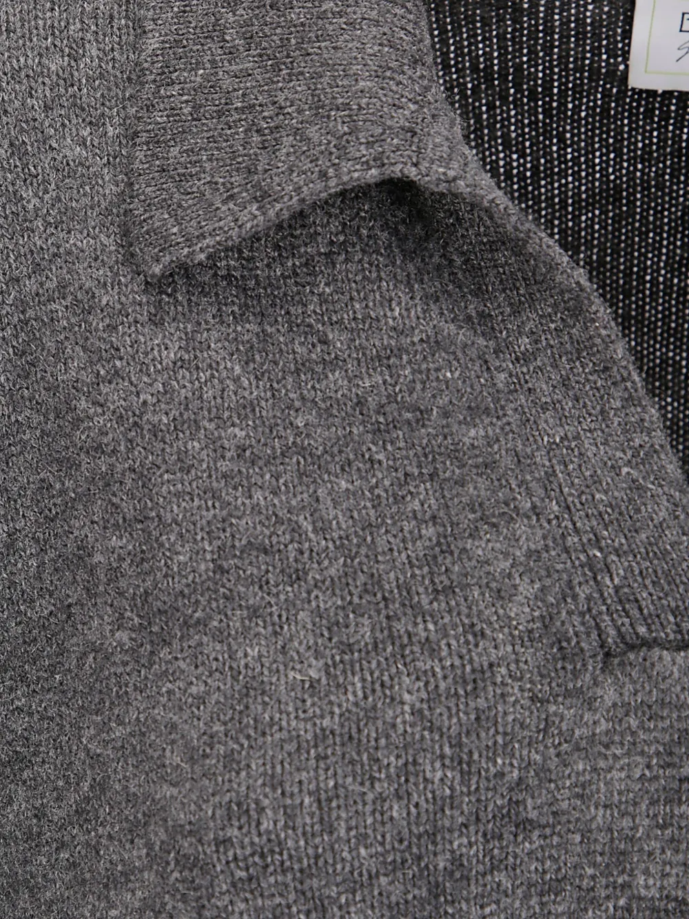 Be You Cashmere Polo Sweater With V-neckline And Comfortable Fit In Gray