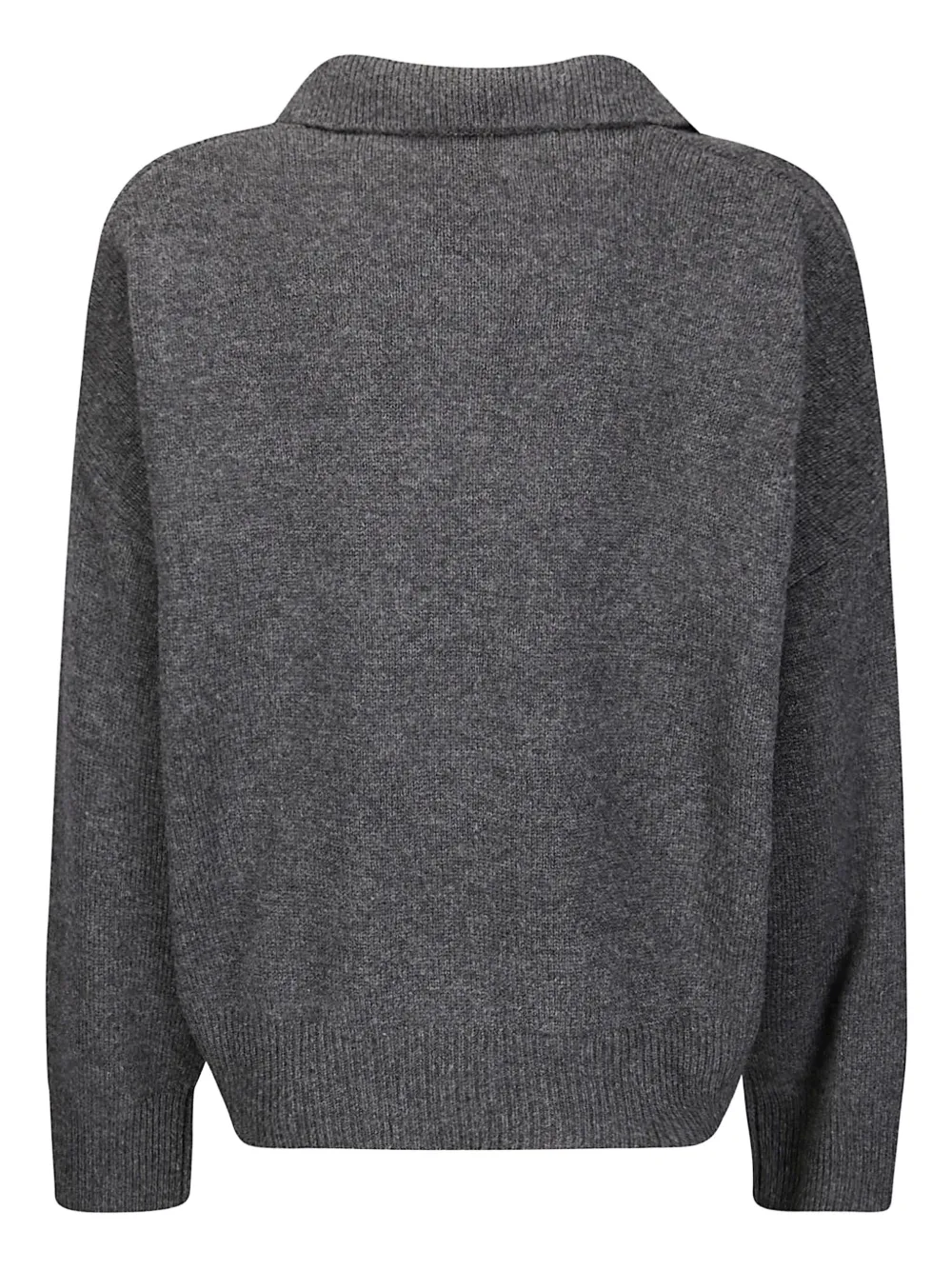 Be You Cashmere Polo Sweater With V-neckline And Comfortable Fit In Gray