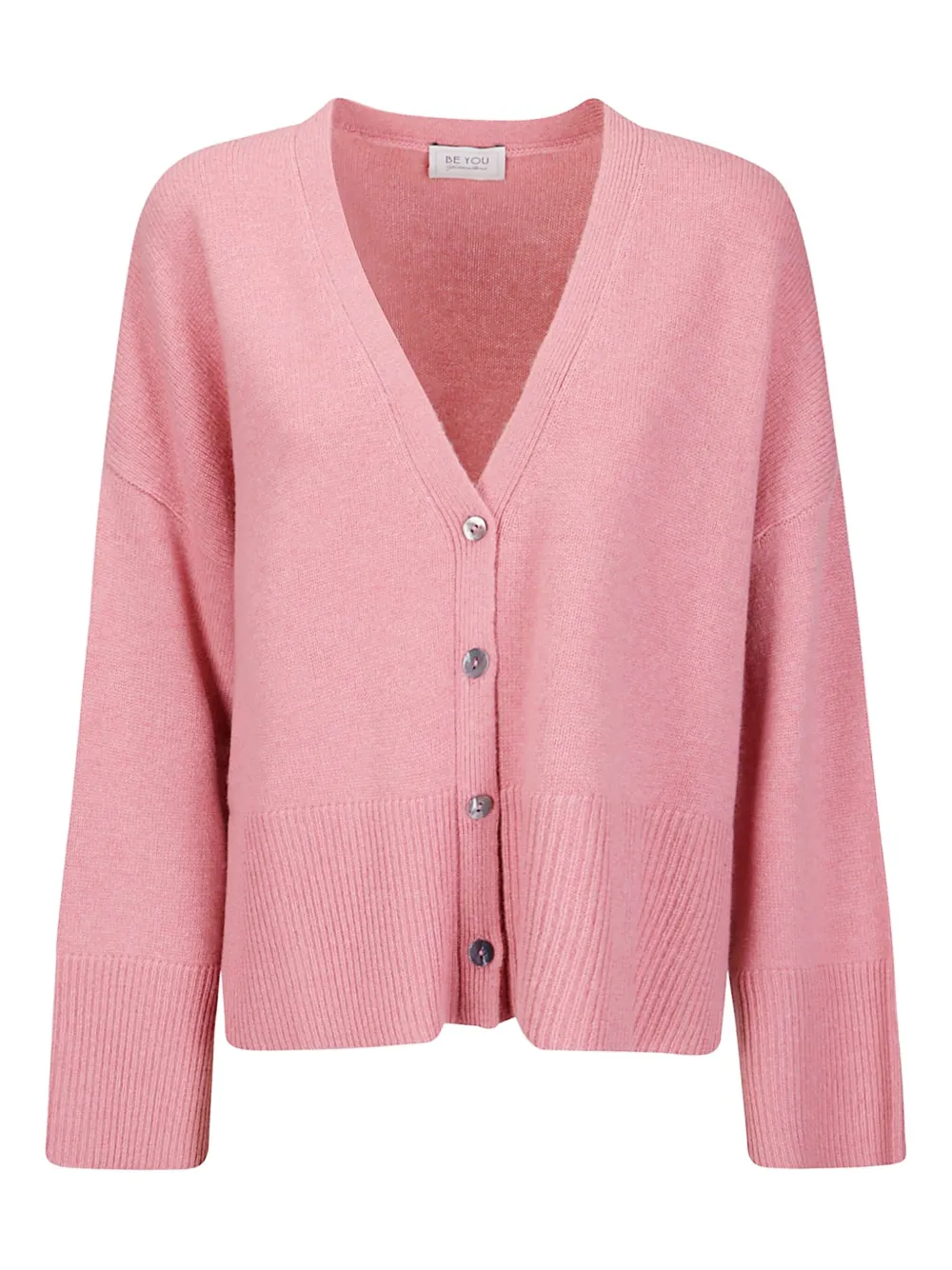 Be You Buttoned V-neck Cardigan In Pink