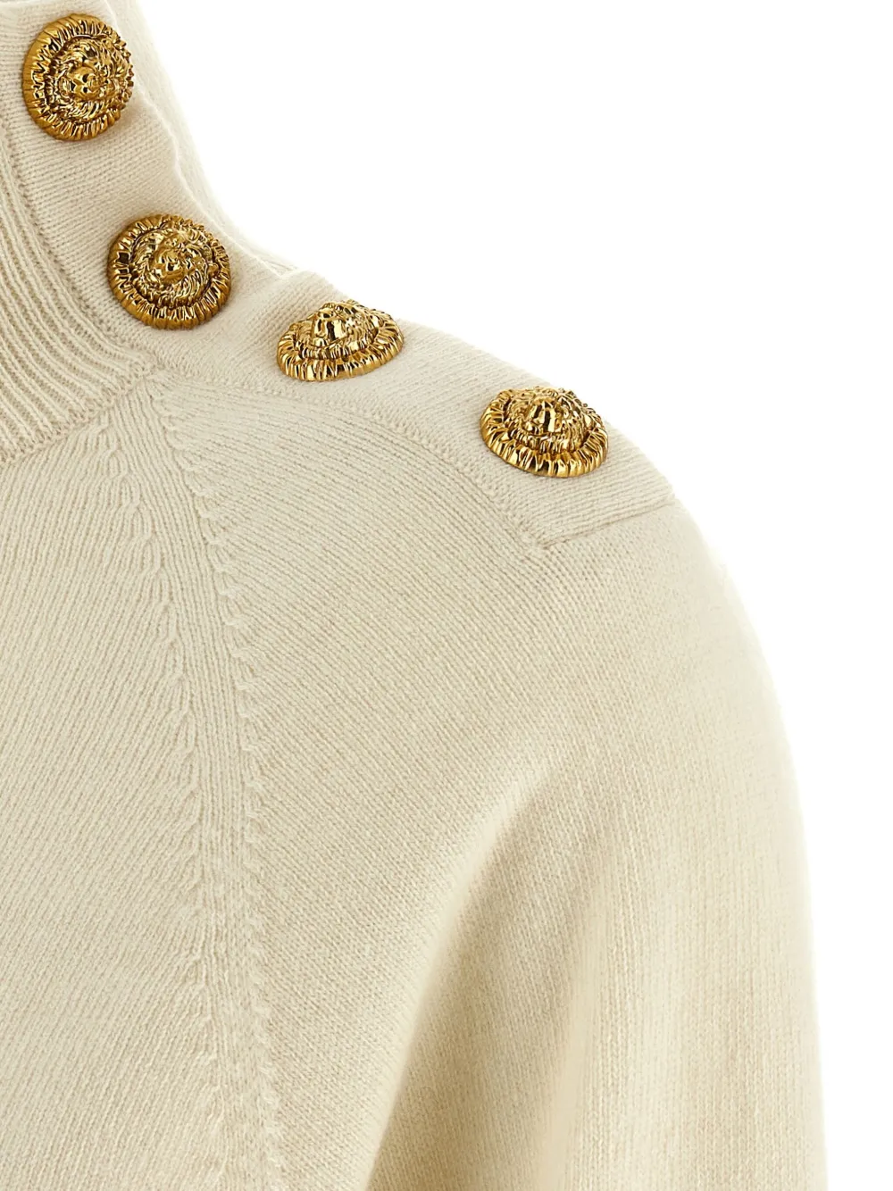 Balmain Cashmere Wool Sweater Sweaters And Cardigans White In Animal Print