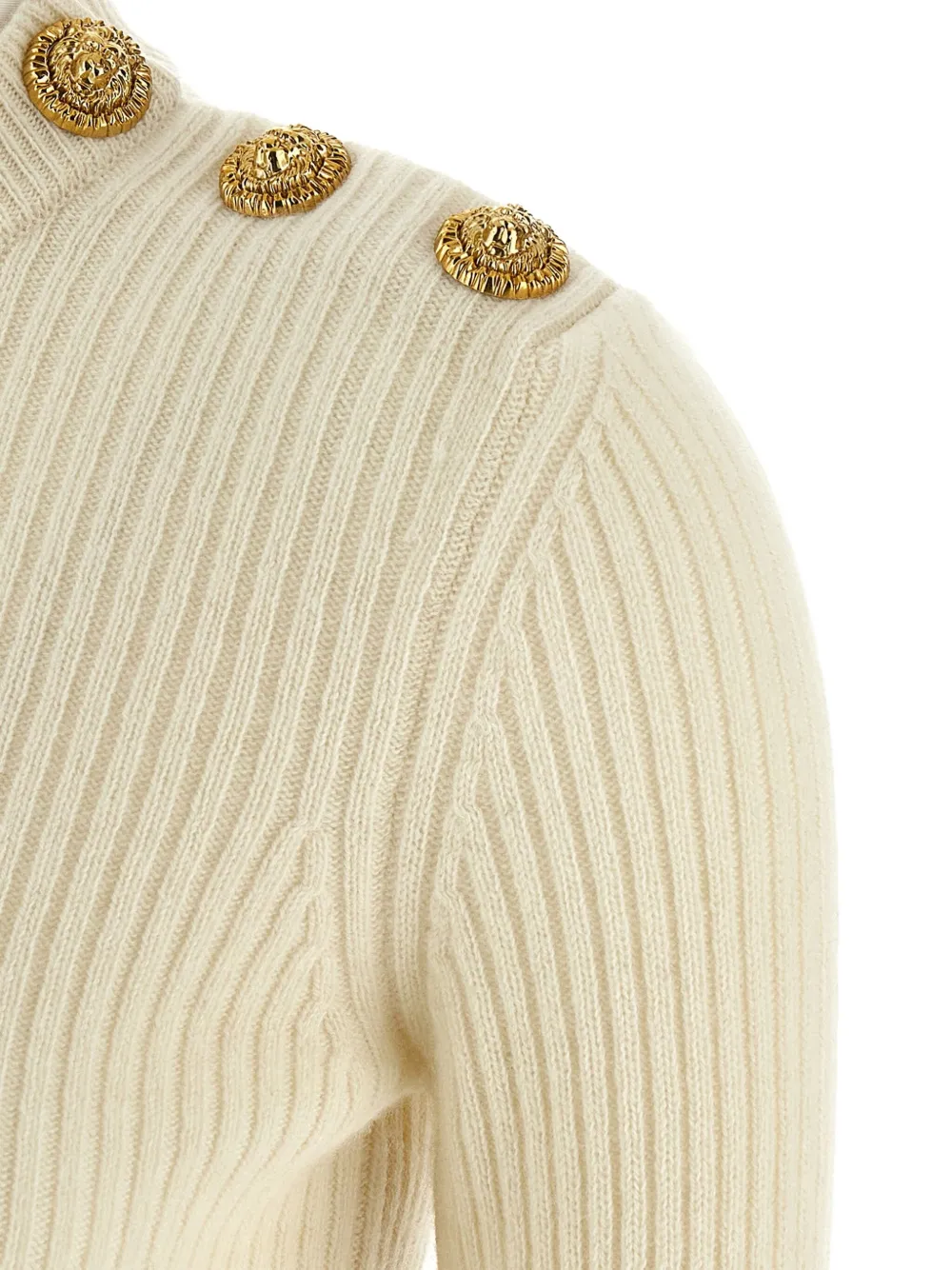 Balmain Ribbed Sweater Sweaters And Cardigans White In Brown