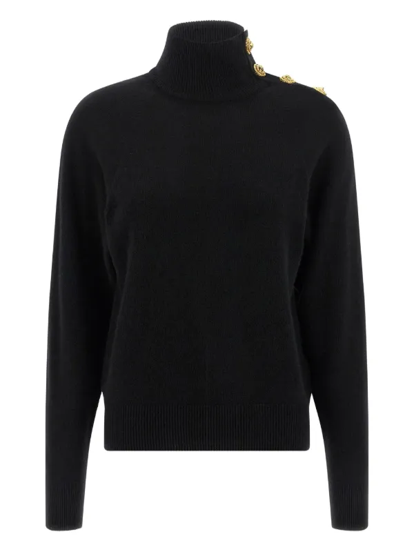 Balmain Coin-button High-neck Sweater in Black