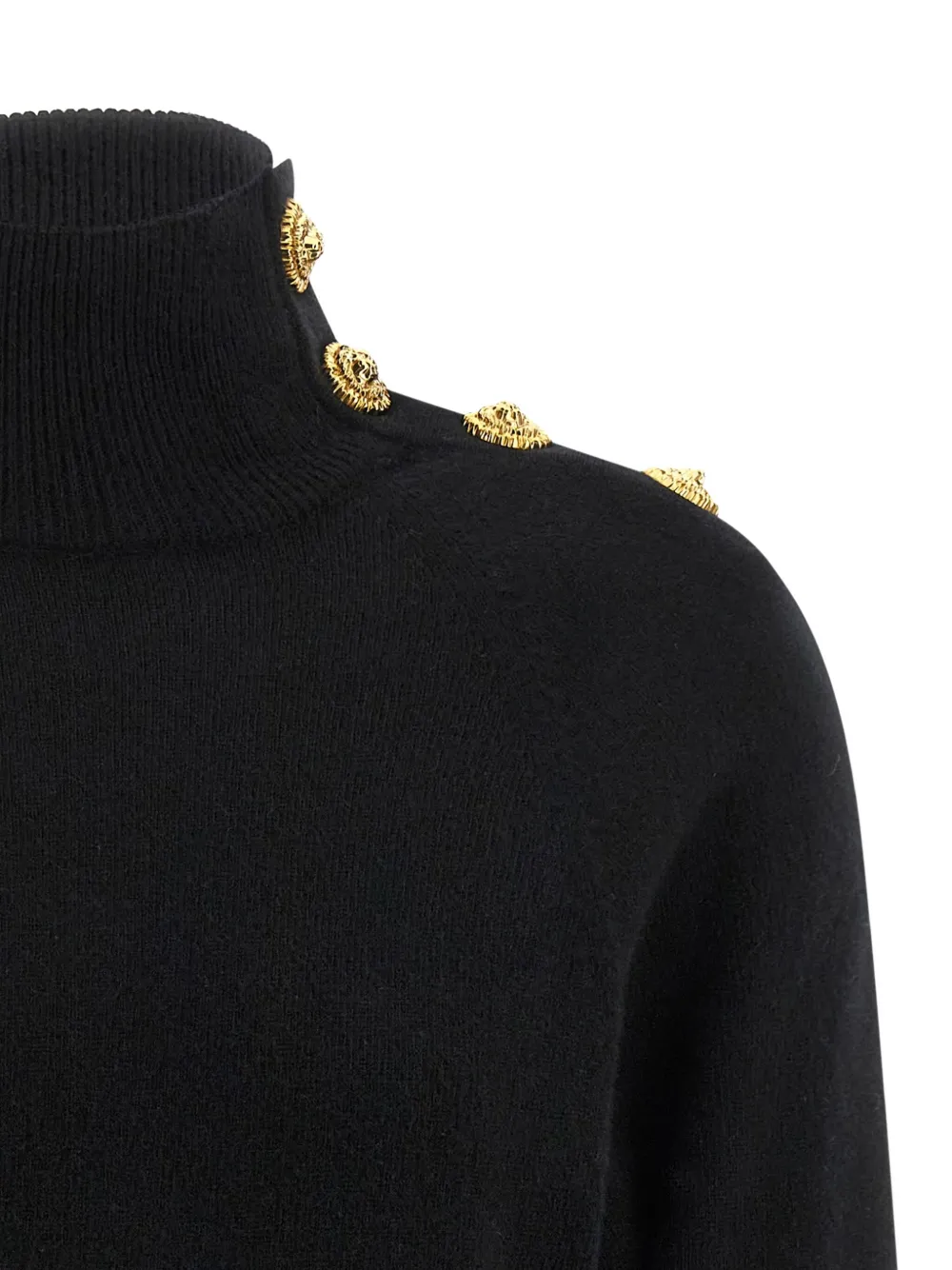 Balmain Cashmere Wool Sweater Sweaters And Cardigans Black In Black