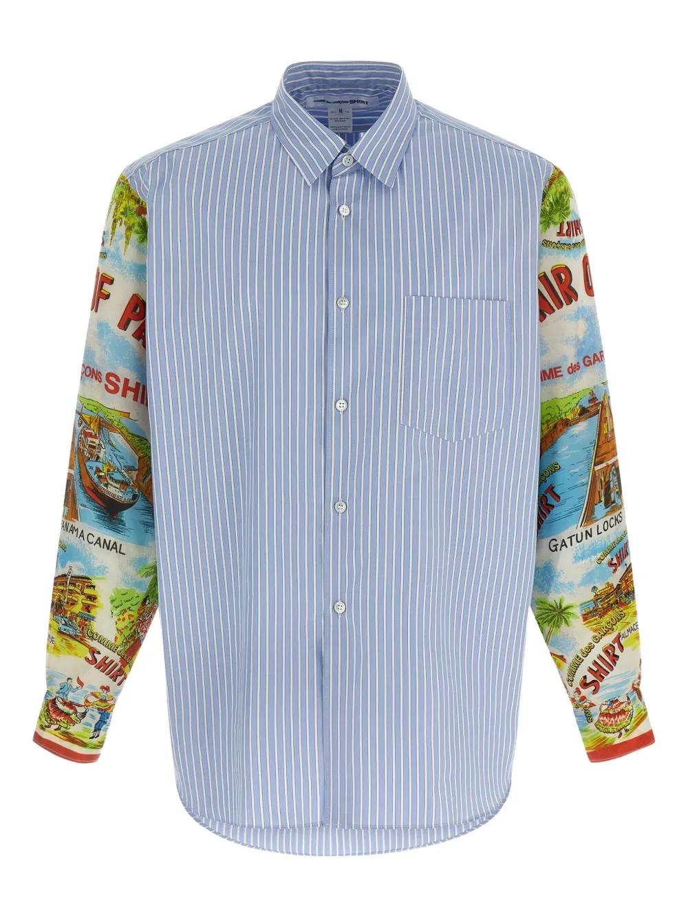 Comme Des Garçons Shirt striped patterned-sleeve shirt | Blue | Image 1
