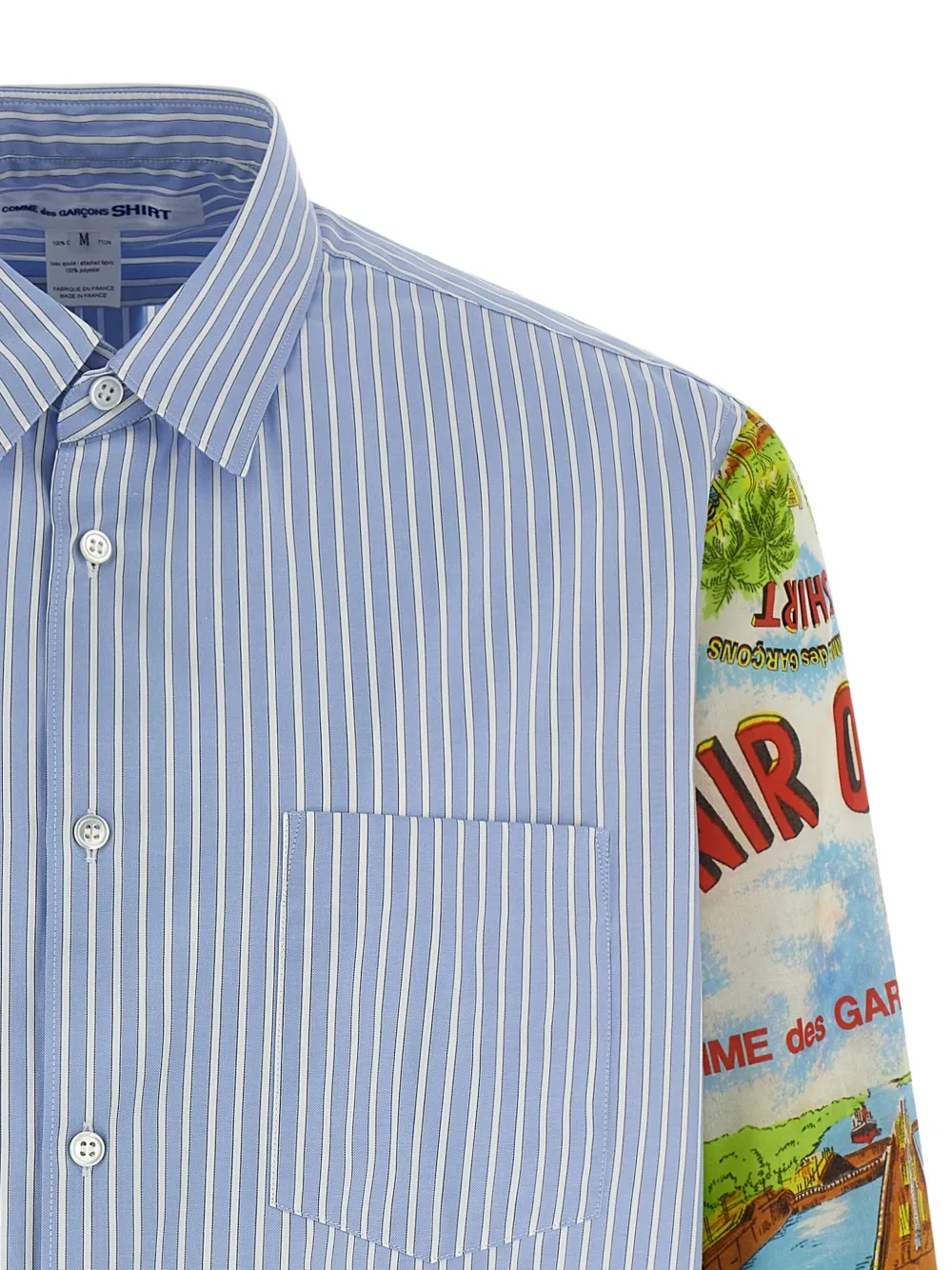 Comme Des Garçons Shirt Patterned Sleeve Shirt Shirt And Blouse Multicolor In Blue