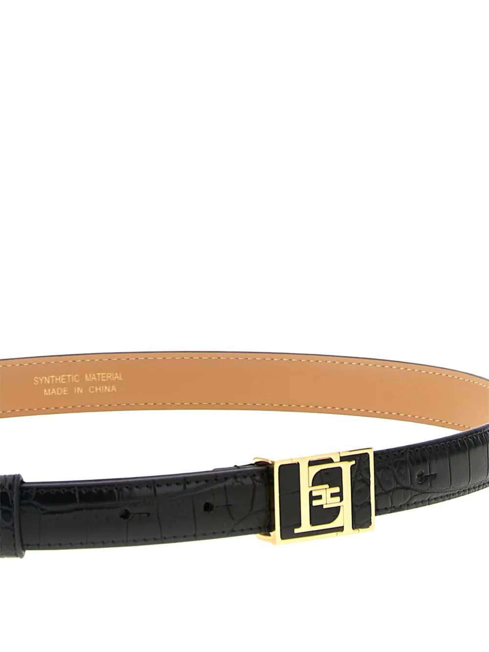 Elisabetta Franchi Crocodile-effect Logo-buckle Belt In Burgundy