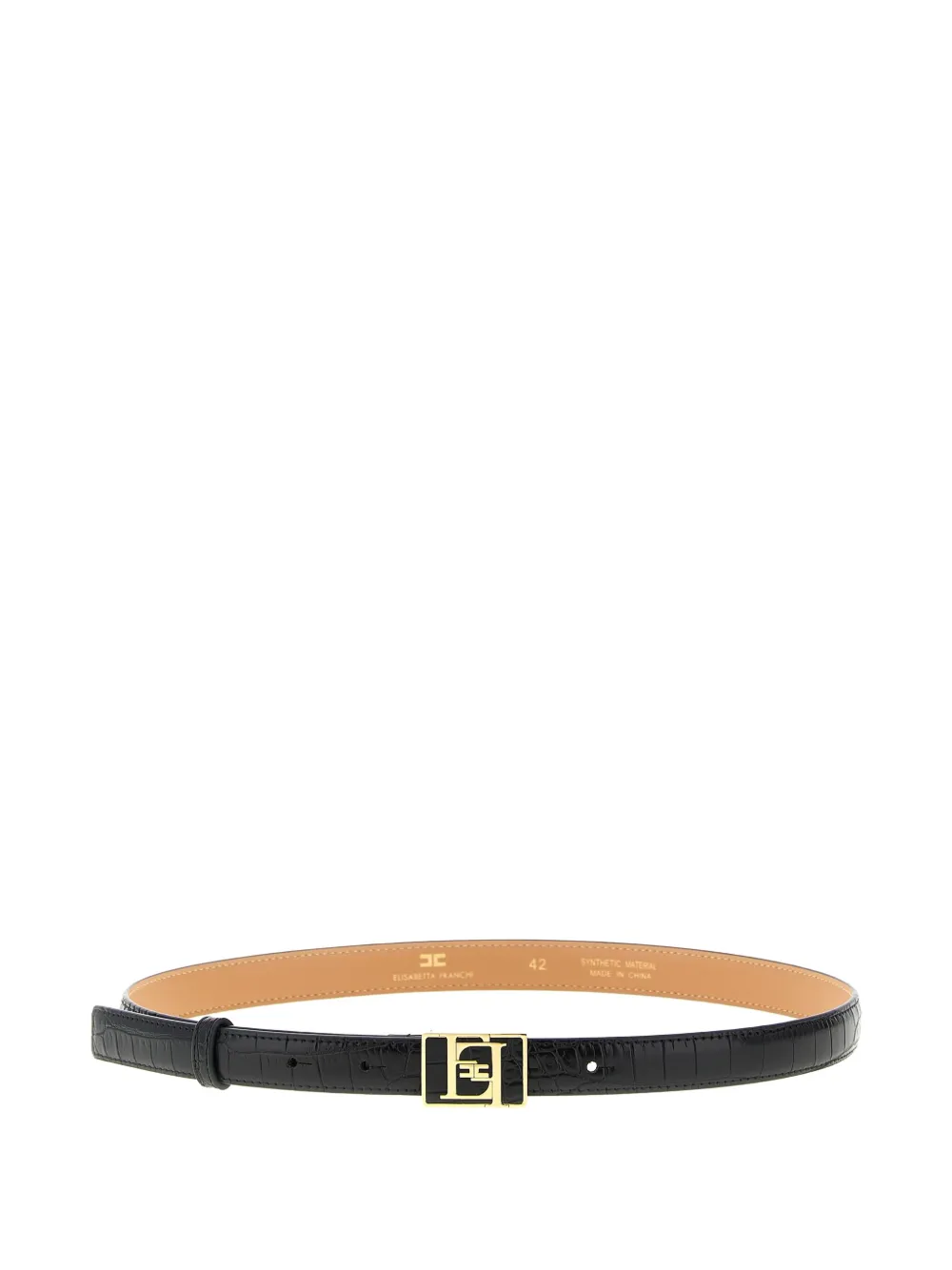Elisabetta Franchi Crocodile-effect Logo-buckle Belt In Burgundy