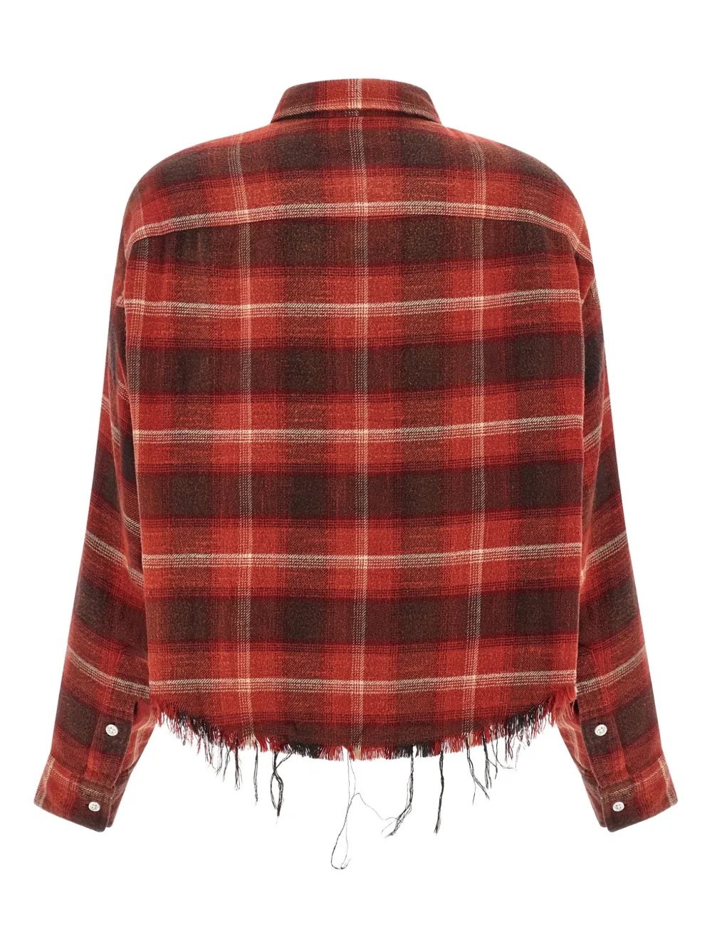 R13 frayed check-pattern shirt - Rood